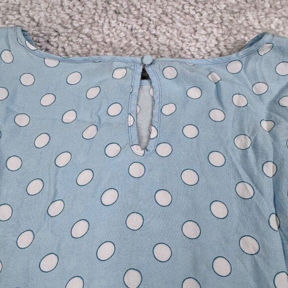 Boden Blue Polkadot Blouse Ruffle Sleeve - Picture 4 of 6